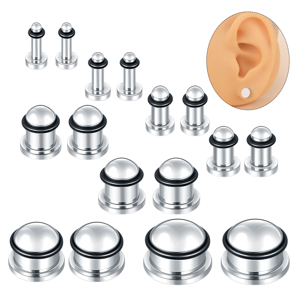 Body Jewelry Ear Gauges - 1Pair Stainless Steel Ear Tunnel Earring