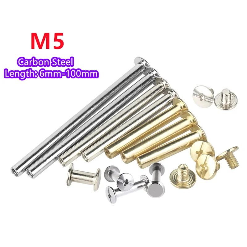 Body Jewelry Chicago - M5x5-100mm Golden Silver Carbon Steel Leather