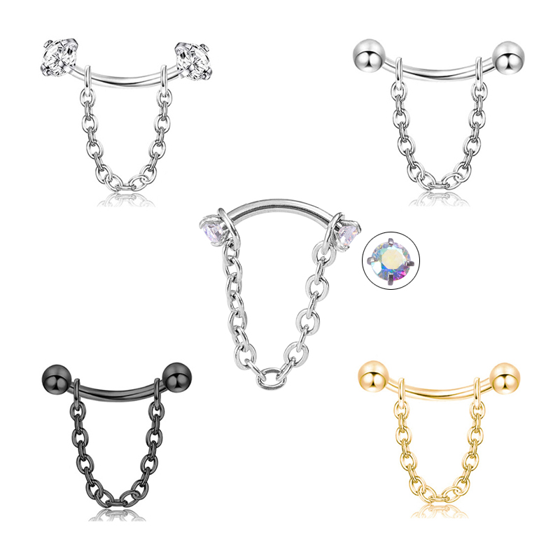 Eyebrow Curved Barbell - 1pc Zircon Ball Cone Eyebrow Pierc
