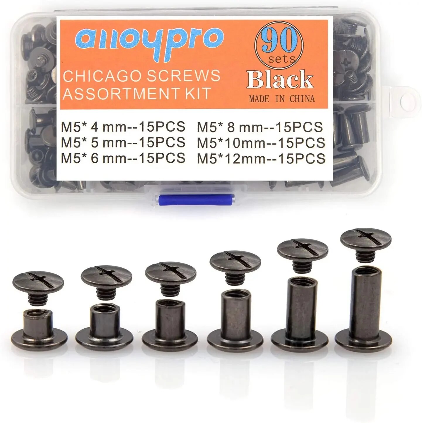 Body Jewelry Chicago - 90Sets Chicago Screws Kit, 6 Sizes