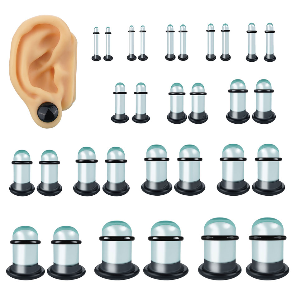 Body Jewelry Ear Gauges - 2pcs Glass Ear Gauges Stretching Kit