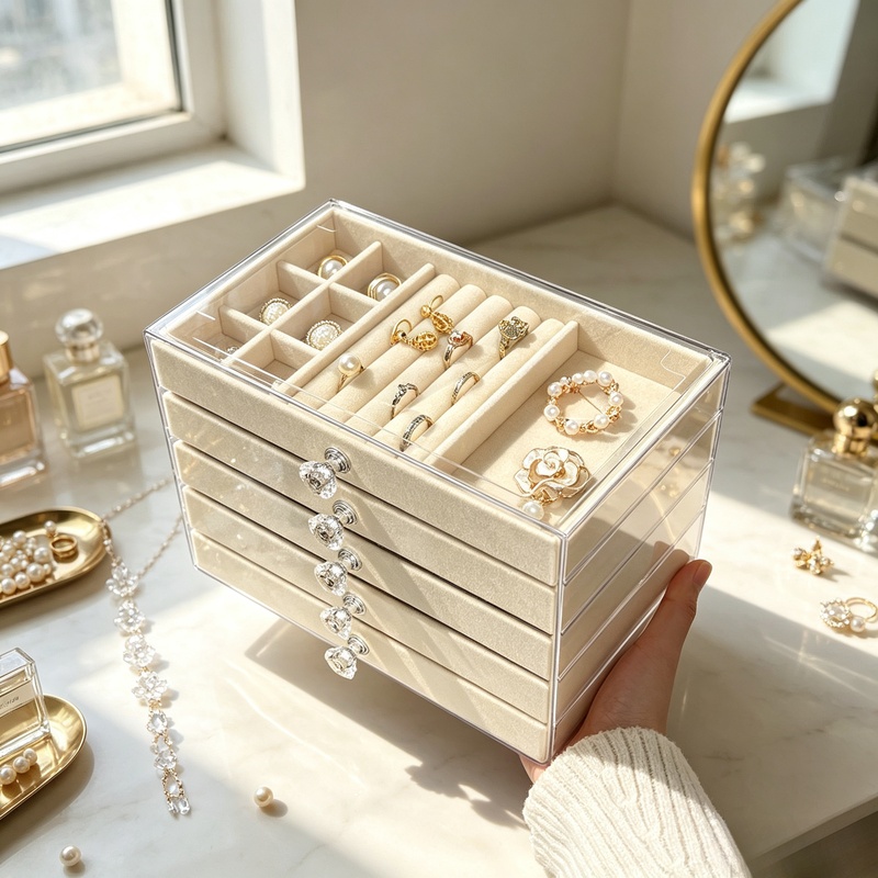Body Jewelry Display - Large Capacity Velvet Acrylic Jewelry Box,
