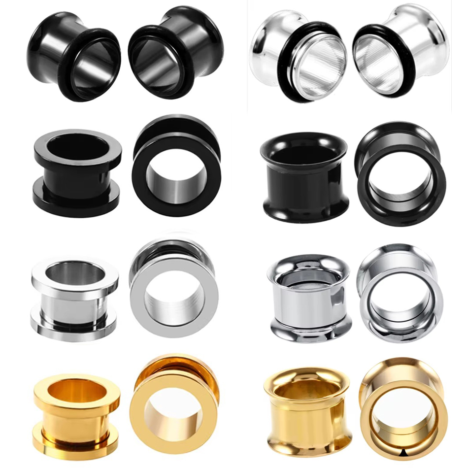 Body Jewelry Ear Gauges - 1Pair Stainless Steel Ear Plugs Tunnels