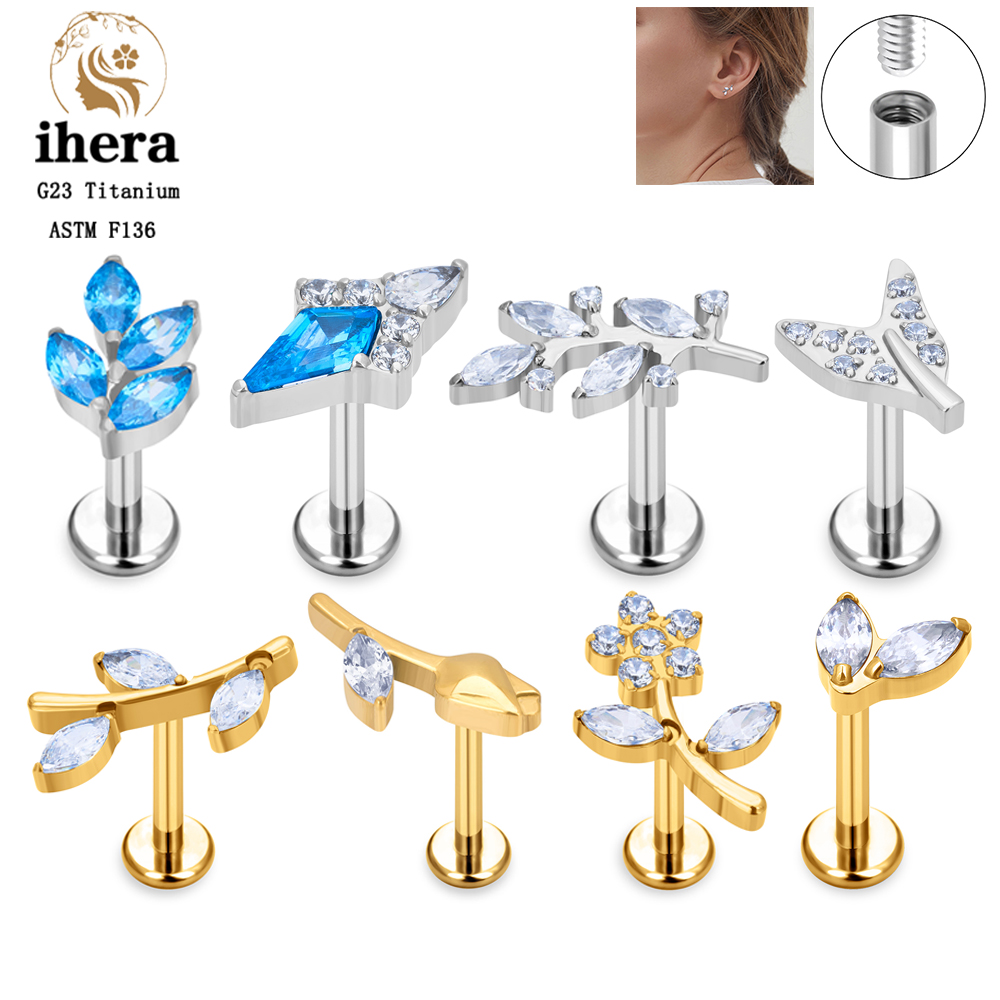 Body Jewelry Labret - Flower Leaf Pattern Piercing Ear Studs