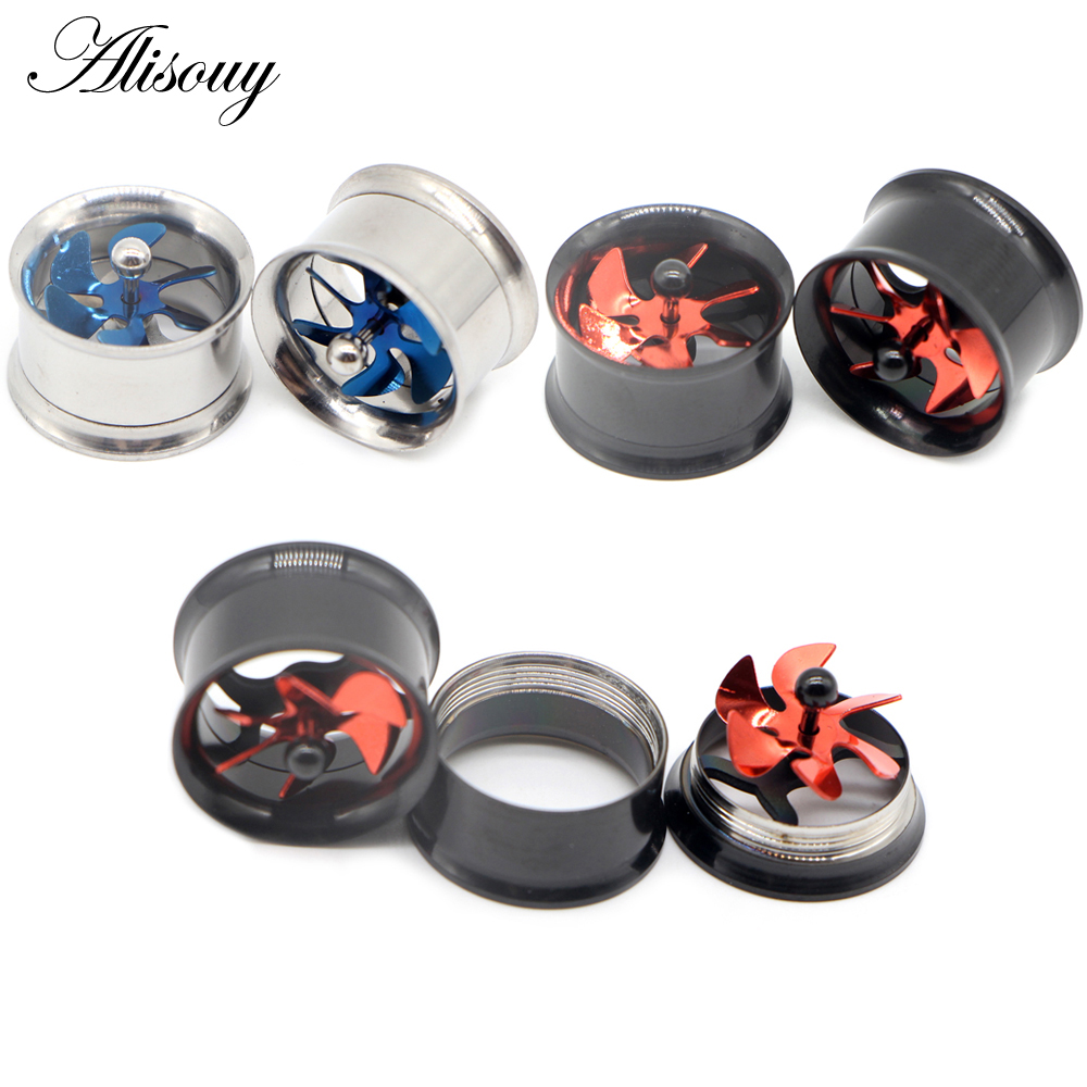 Body Jewelry Ear Gauges - Alisouy 2Pcs Screw Propeller Ear Tunnel