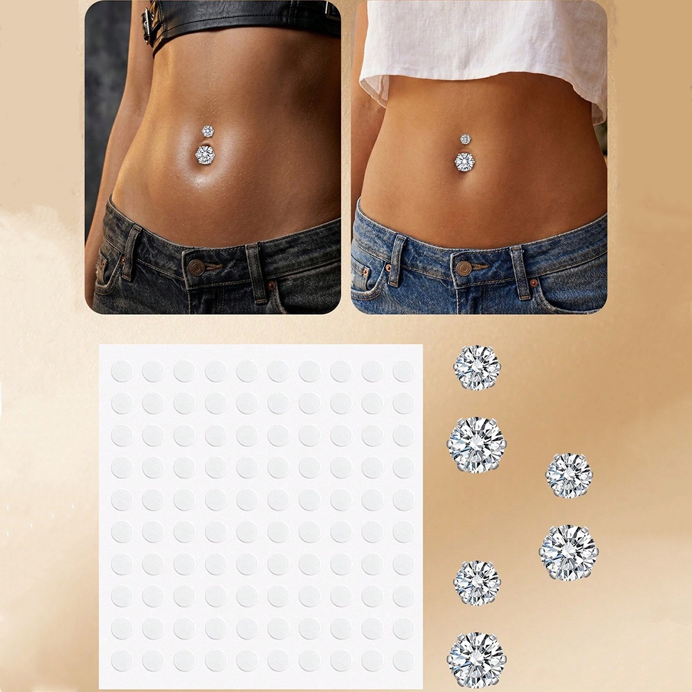 Body Jewelry Art - Fake Belly Piercing Cubic Zirconia Fake