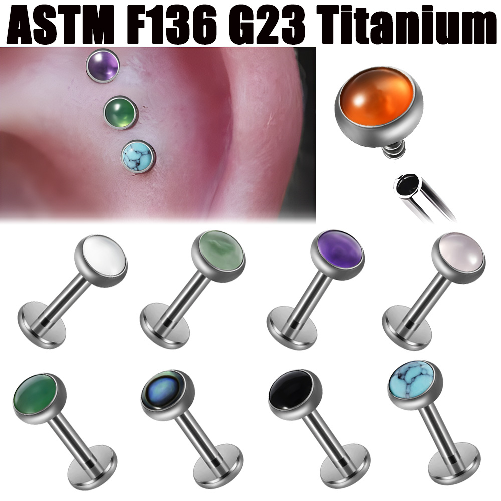 Body Jewelry Labret - 1PC 16g G23 Titanium Crystal&Stone&Shell Flat