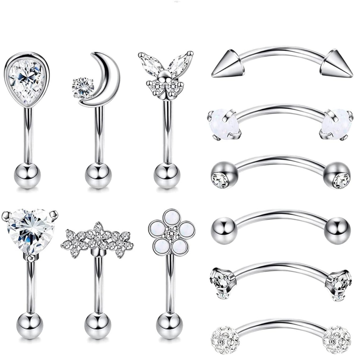 Eyebrow Curved Barbell - Bobisty 1PC Stainless Steel Curved Barbell