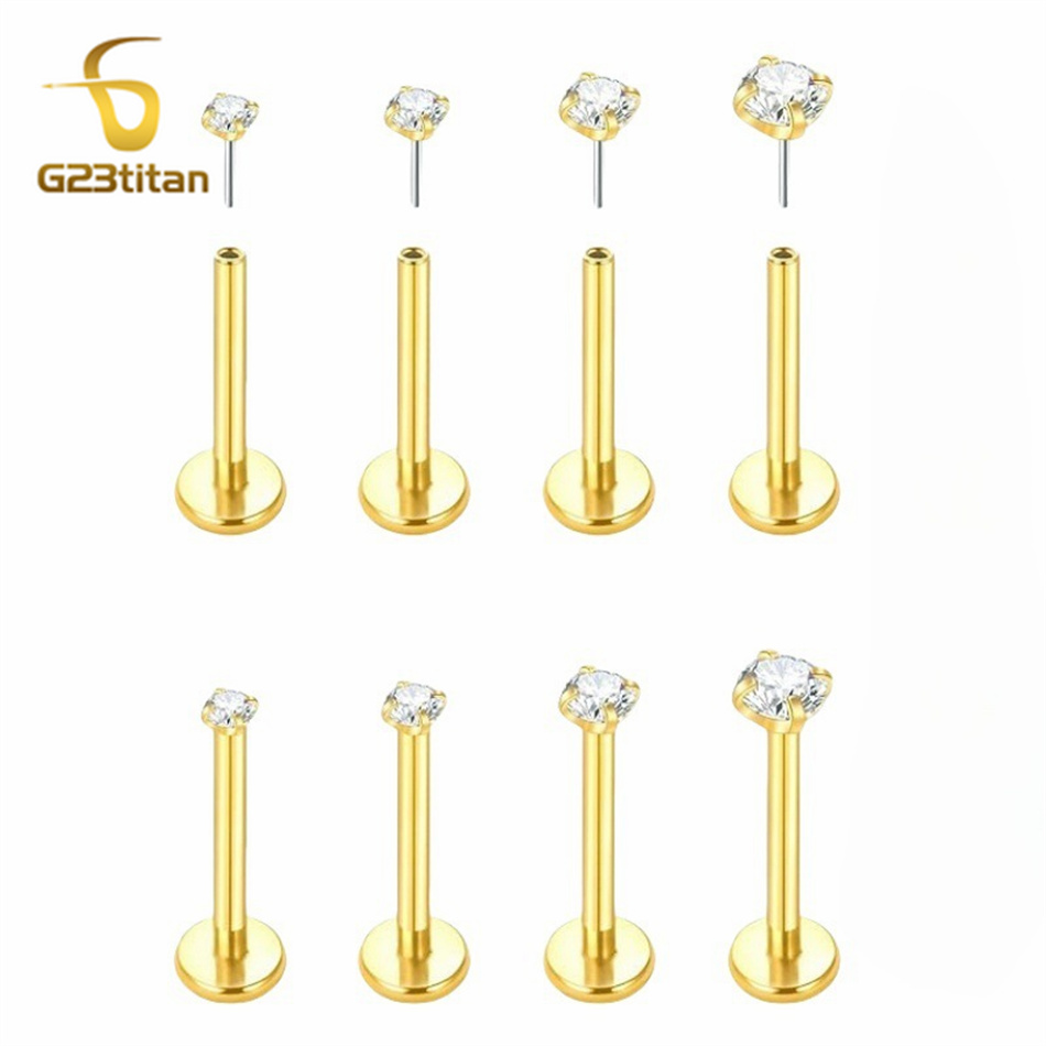 Body Jewelry Labret - 2pc G23 Titanium Push In Earrings