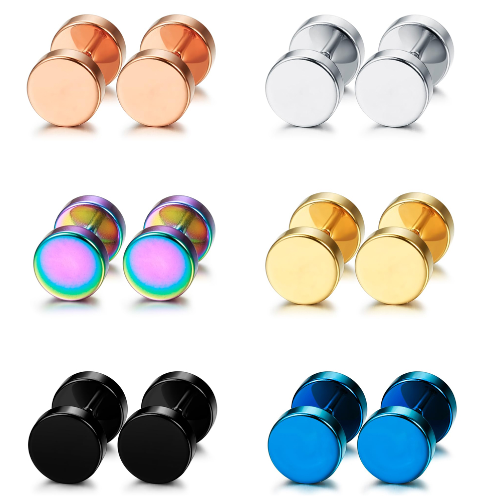 Body Jewelry Ear Gauges - 1 Pair/6 Pairs Stainless Steel Stud