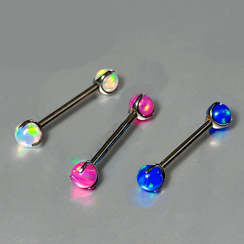 Eyebrow Curved Barbell - F136 Titanium Opal Milk Nail Ear