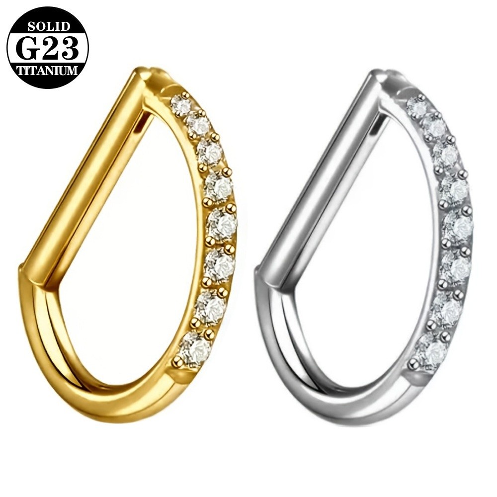 Body Jewelry Materials - ASTM F136 Titanium Septum Ring CZ