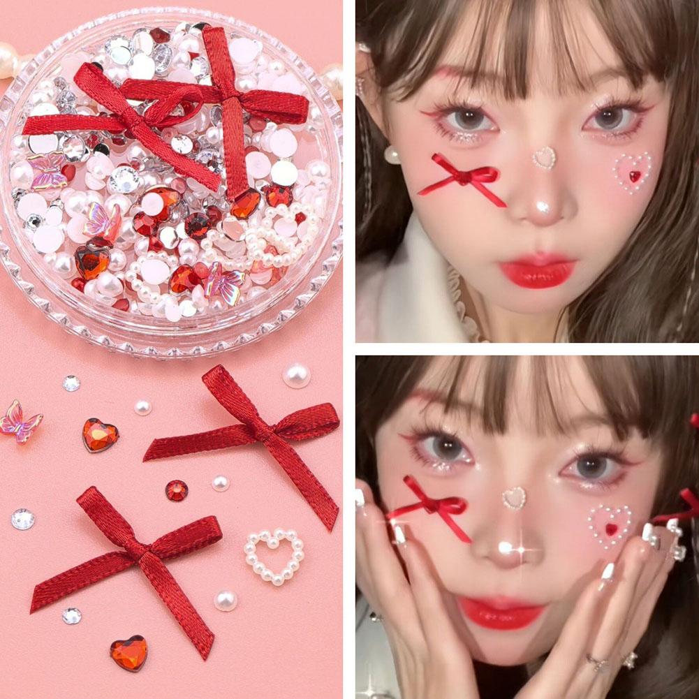 3D Pink Silk Bows Glitter Face - Body Jewelry Glue 评论和价格