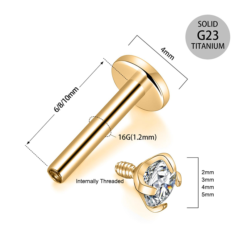 16G Titanium Internally Thread - Body Jewelry Labret 评论和价格