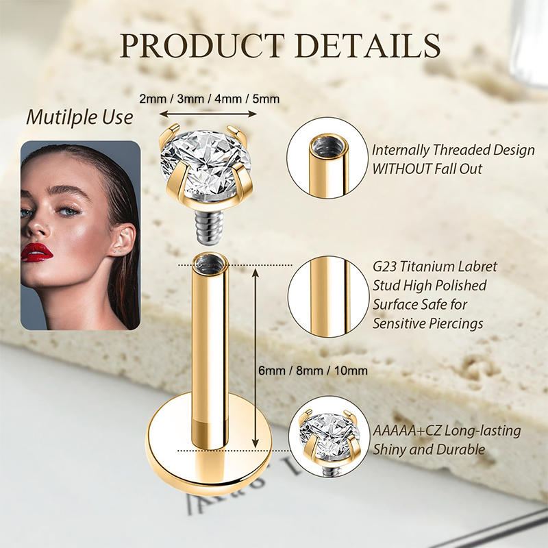 16G Titanium Internally Thread - Body Jewelry Labret 评论和价格