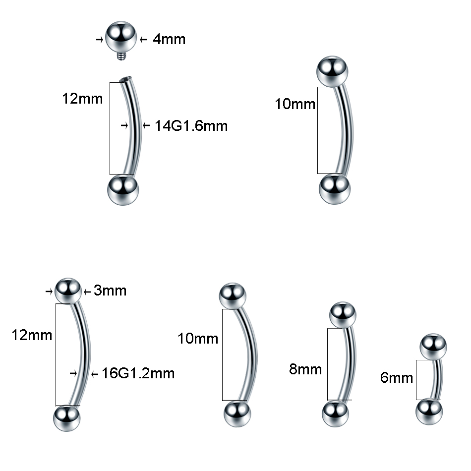 1PC 100% Titanium Eyebrow Pier - Eyebrow Curved Barbell 评论和价格