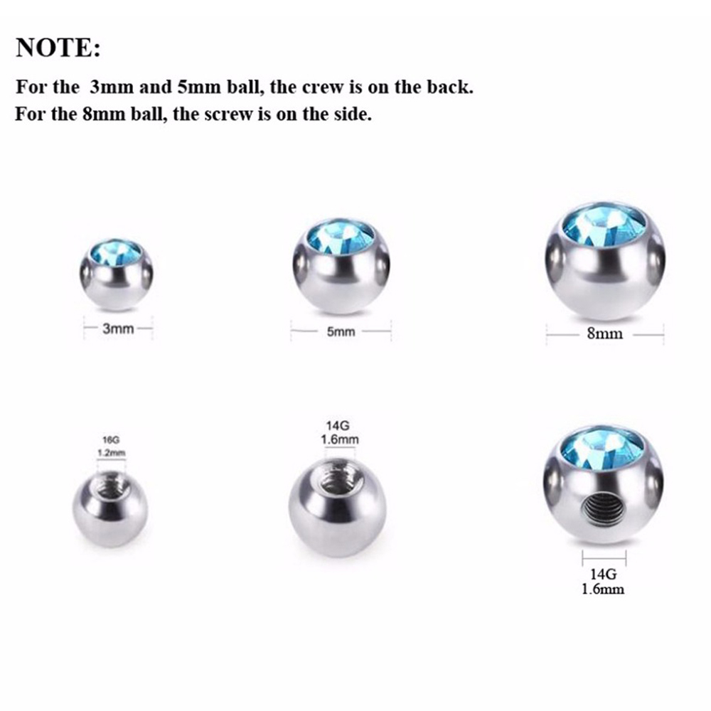 60pcs Stainless Steel CZ Cryst - Body Jewelry Replacement Ball 评论和价格