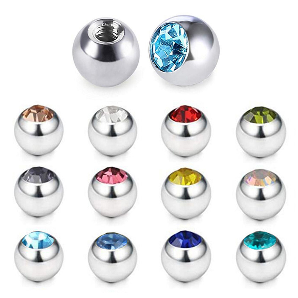 60pcs Stainless Steel CZ Cryst - Body Jewelry Replacement Ball 评论和价格