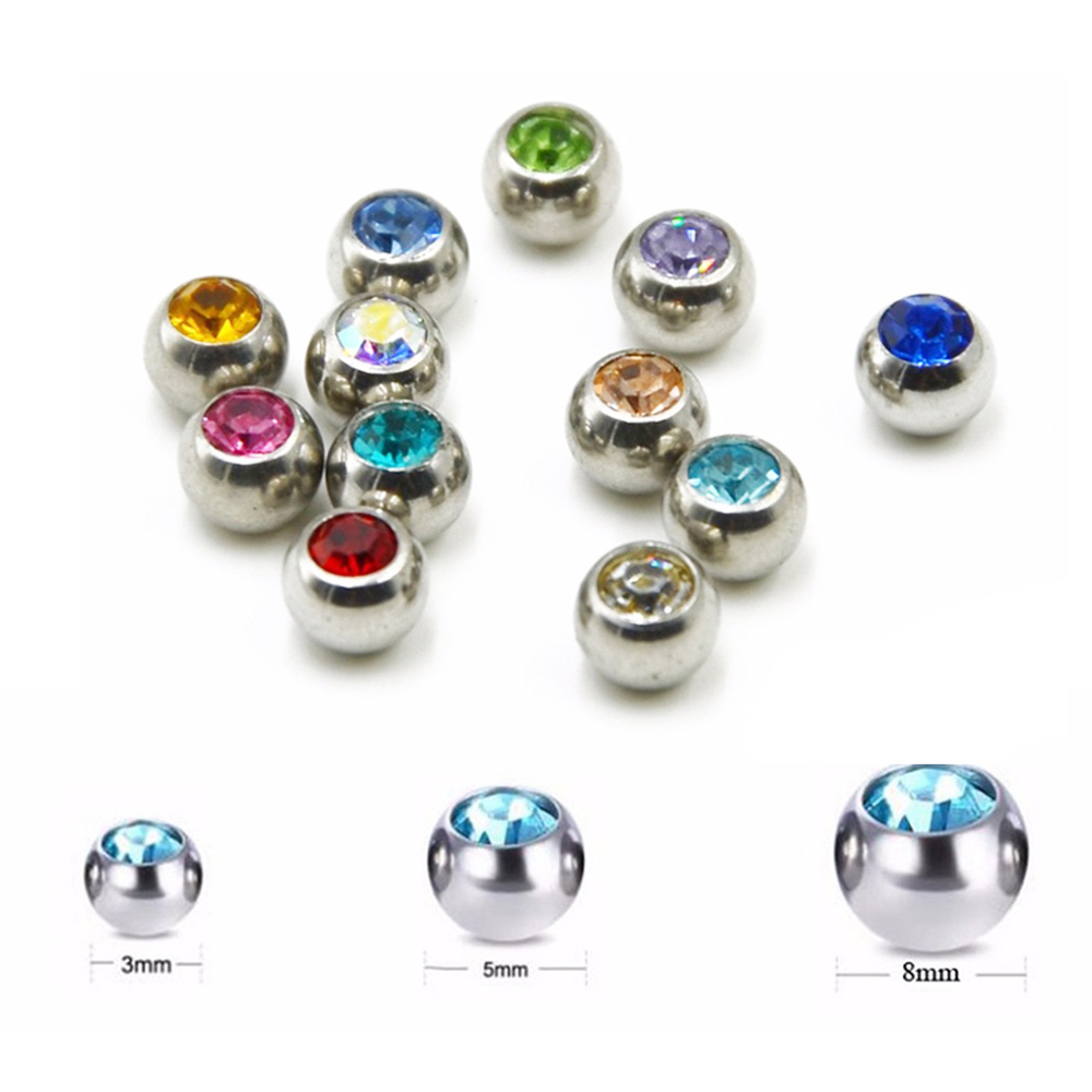 60pcs Stainless Steel CZ Cryst - Body Jewelry Replacement Ball 评论和价格