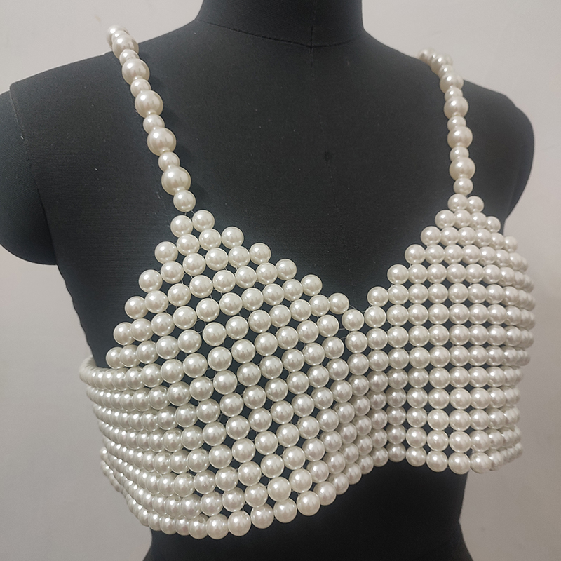 Winter Women's Handmade Pearl  - Body Jewelry Vest 评论和价格