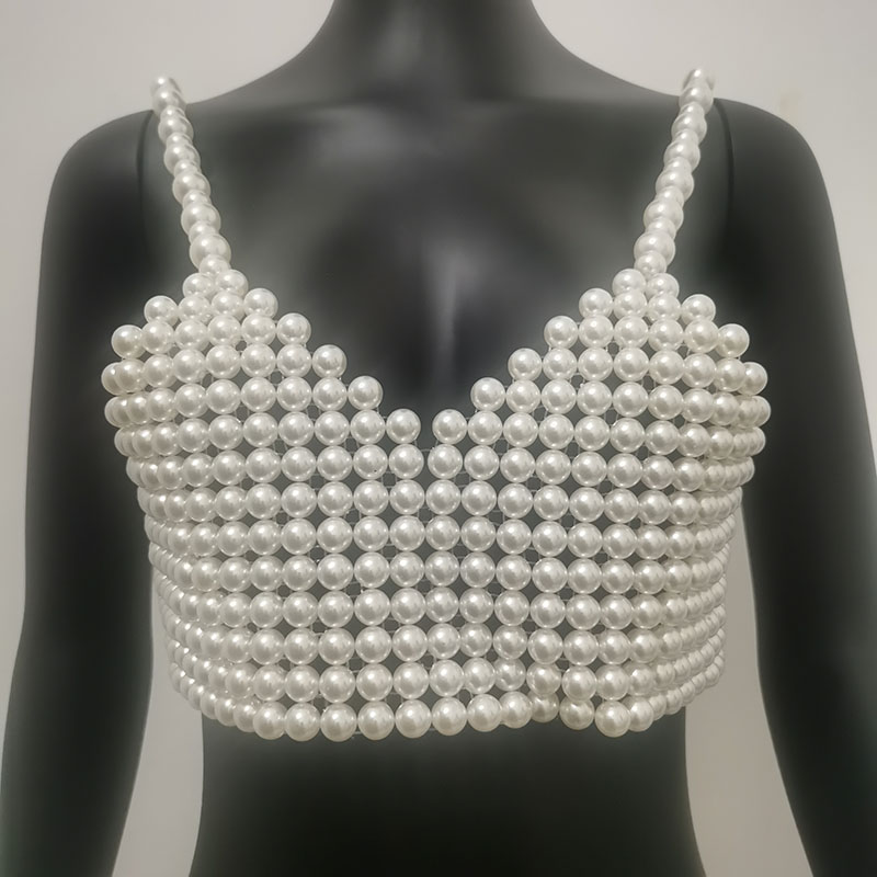 Winter Women's Handmade Pearl  - Body Jewelry Vest 评论和价格