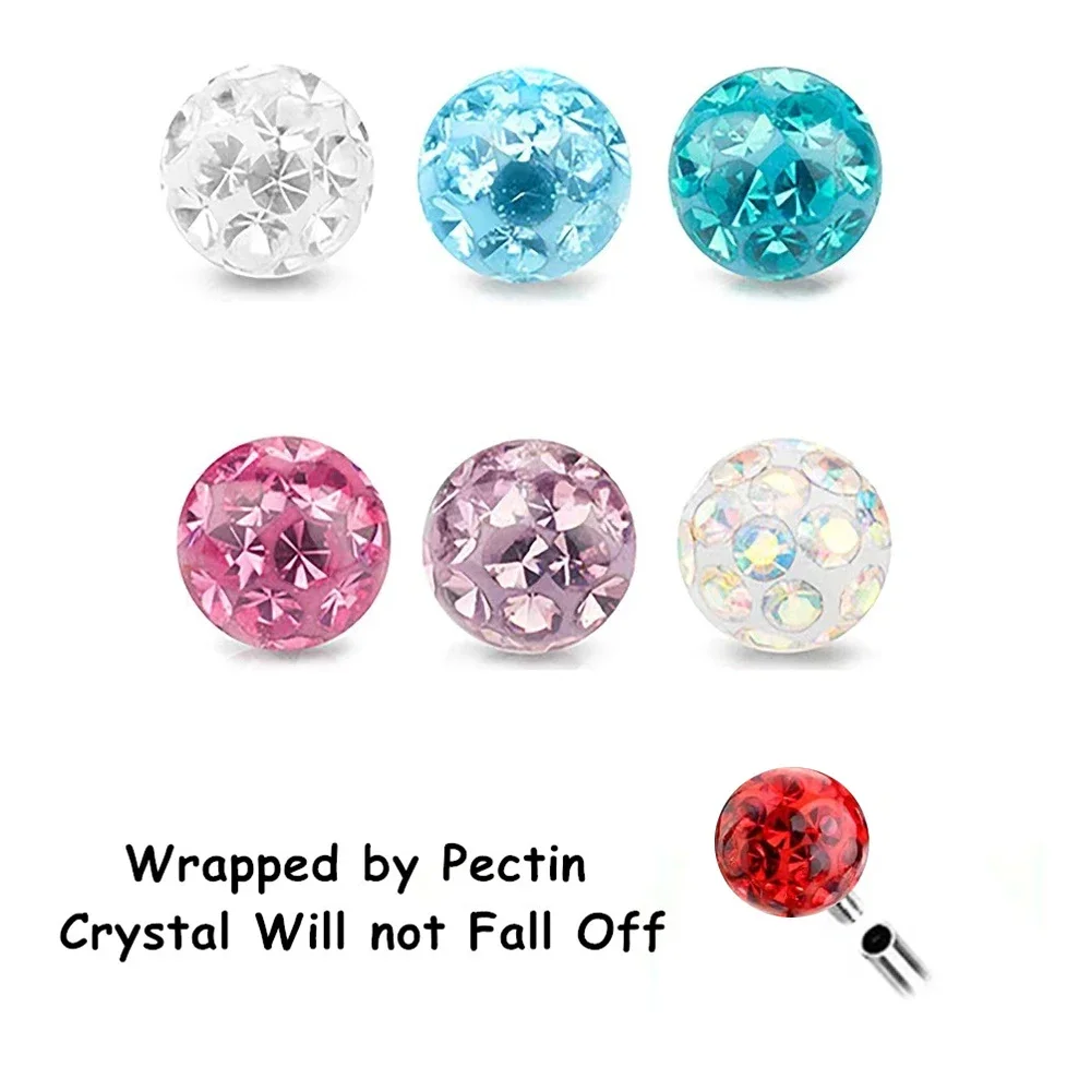 Multi Color Epoxy Crystal 6-10 - Eyebrow Curved Barbell 评论和价格