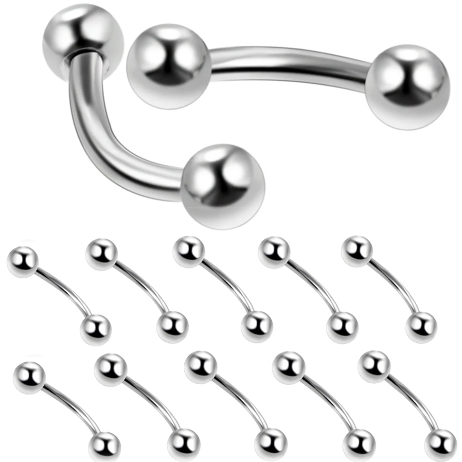 10Pcs/lot Steel Eyebrow Banana - Eyebrow Curved Barbell 评论和价格