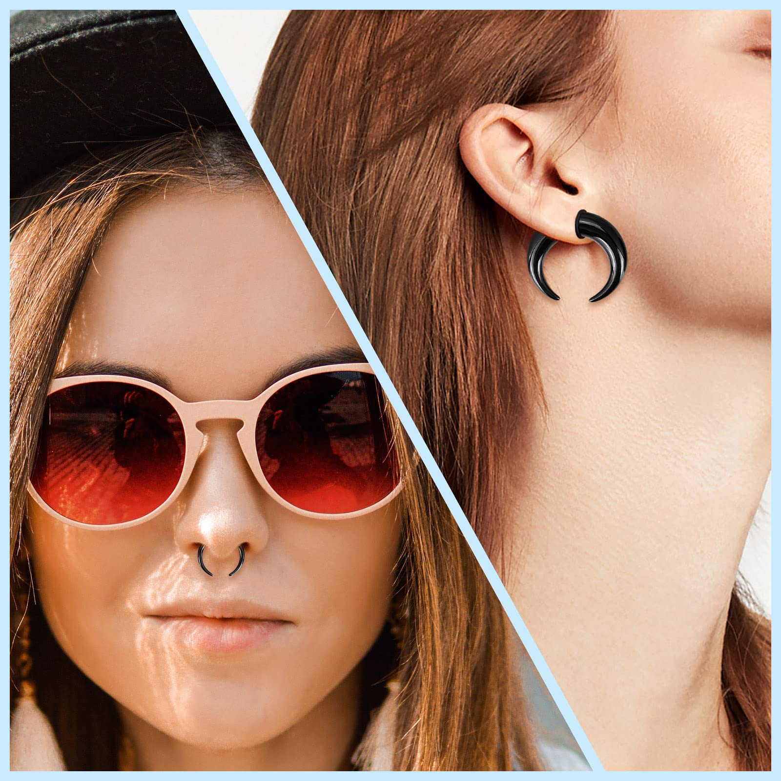 18Pcs Acrylic Septum Pincher T - Body Jewelry Ear Gauges 评论和价格
