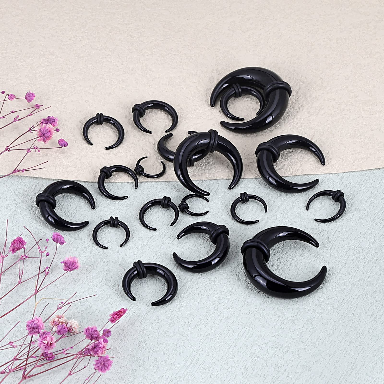 18Pcs Acrylic Septum Pincher T - Body Jewelry Ear Gauges 评论和价格