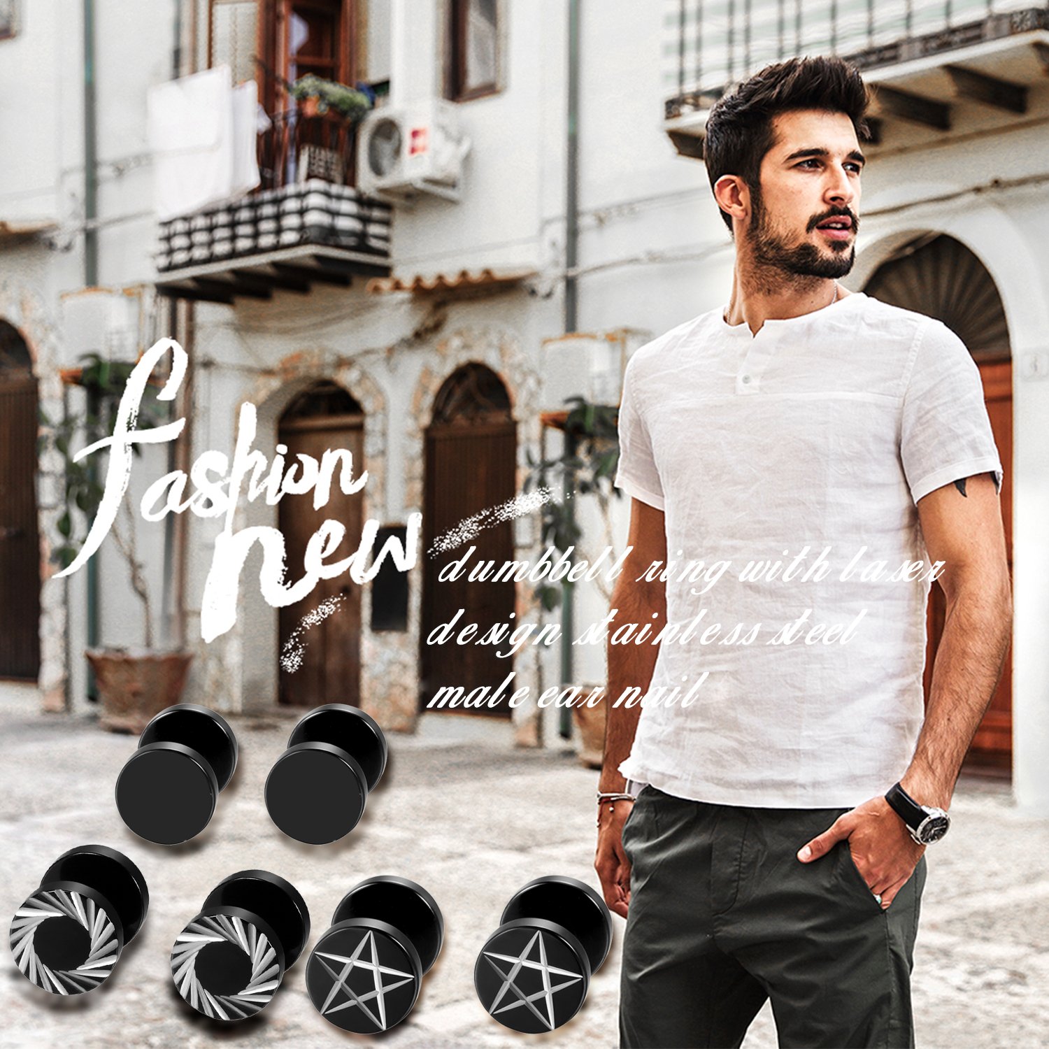 2Pcs/6Pcs Black Stainless Stee - Body Jewelry Ear Gauges 评论和价格