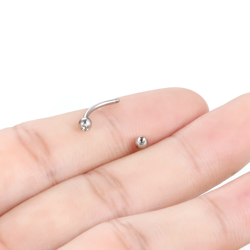 1PC Steel CZ Eyebrow Banana Pi - Eyebrow Curved Barbell 评论和价格