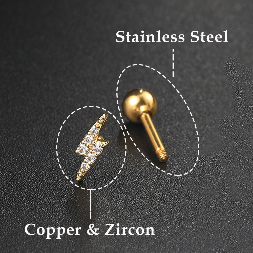 1PC Star Moon Lightning Zircon - Body Jewelry Labret 评论和价格
