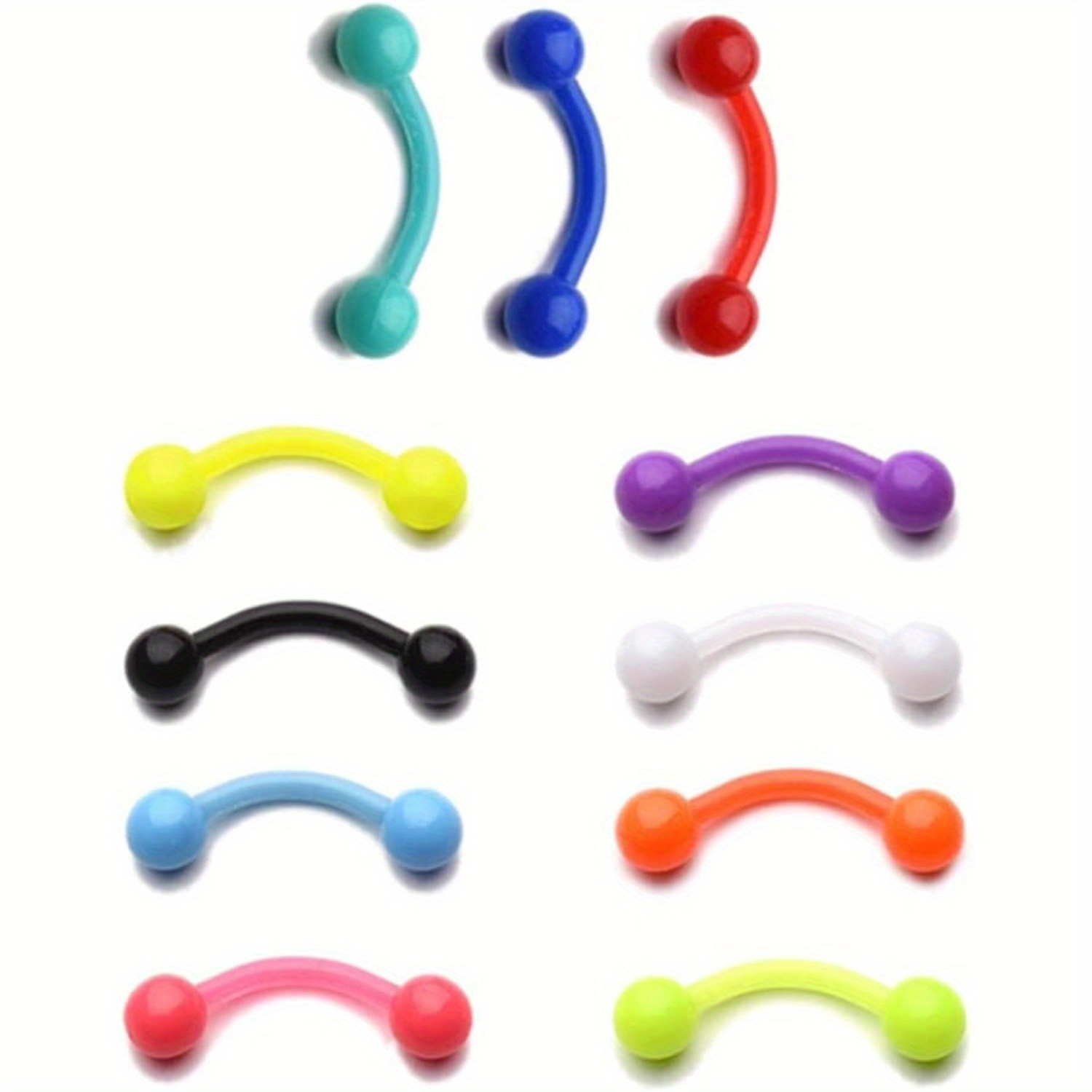 11pcs 8mm Colored Plastic Eyeb - Body Jewelry Materials 评论和价格