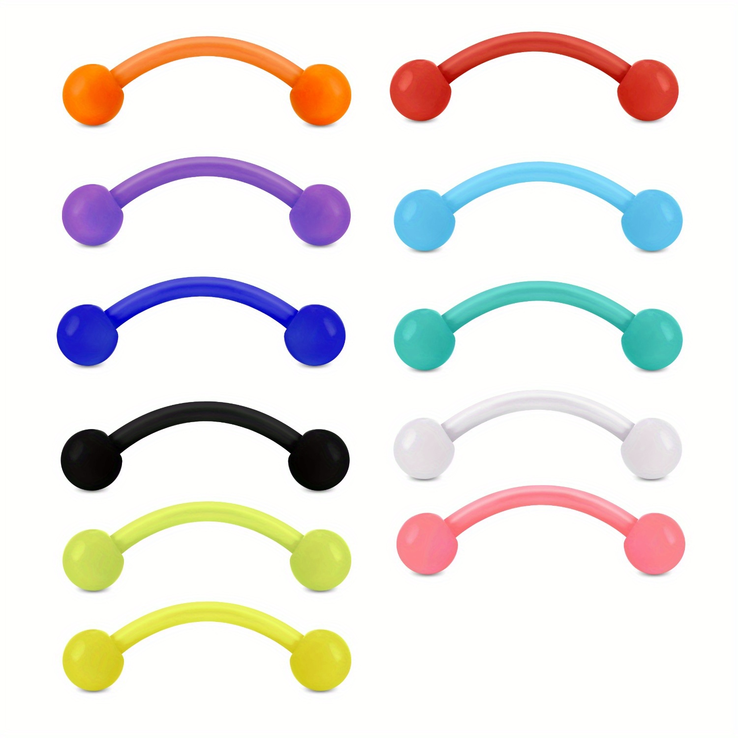 11pcs 8mm Colored Plastic Eyeb - Body Jewelry Materials 评论和价格
