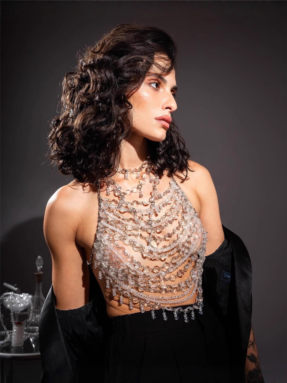 Handmade Beaded Vest Clear Cry - Body Jewelry Vest 评论和价格