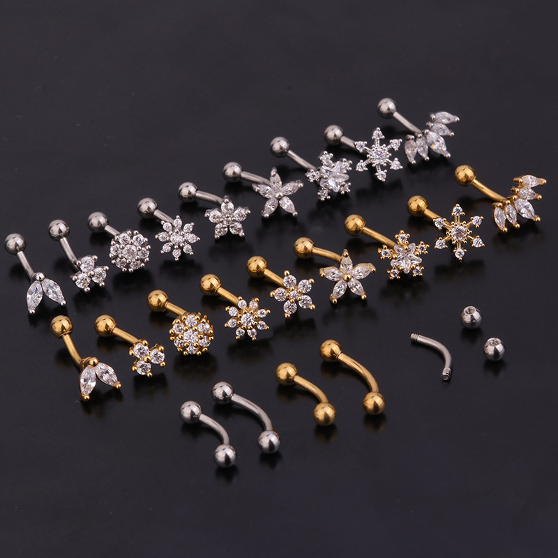 1Pc 1.2x8mm Eyebrow  Daith Snu - Eyebrow Curved Barbell 评论和价格