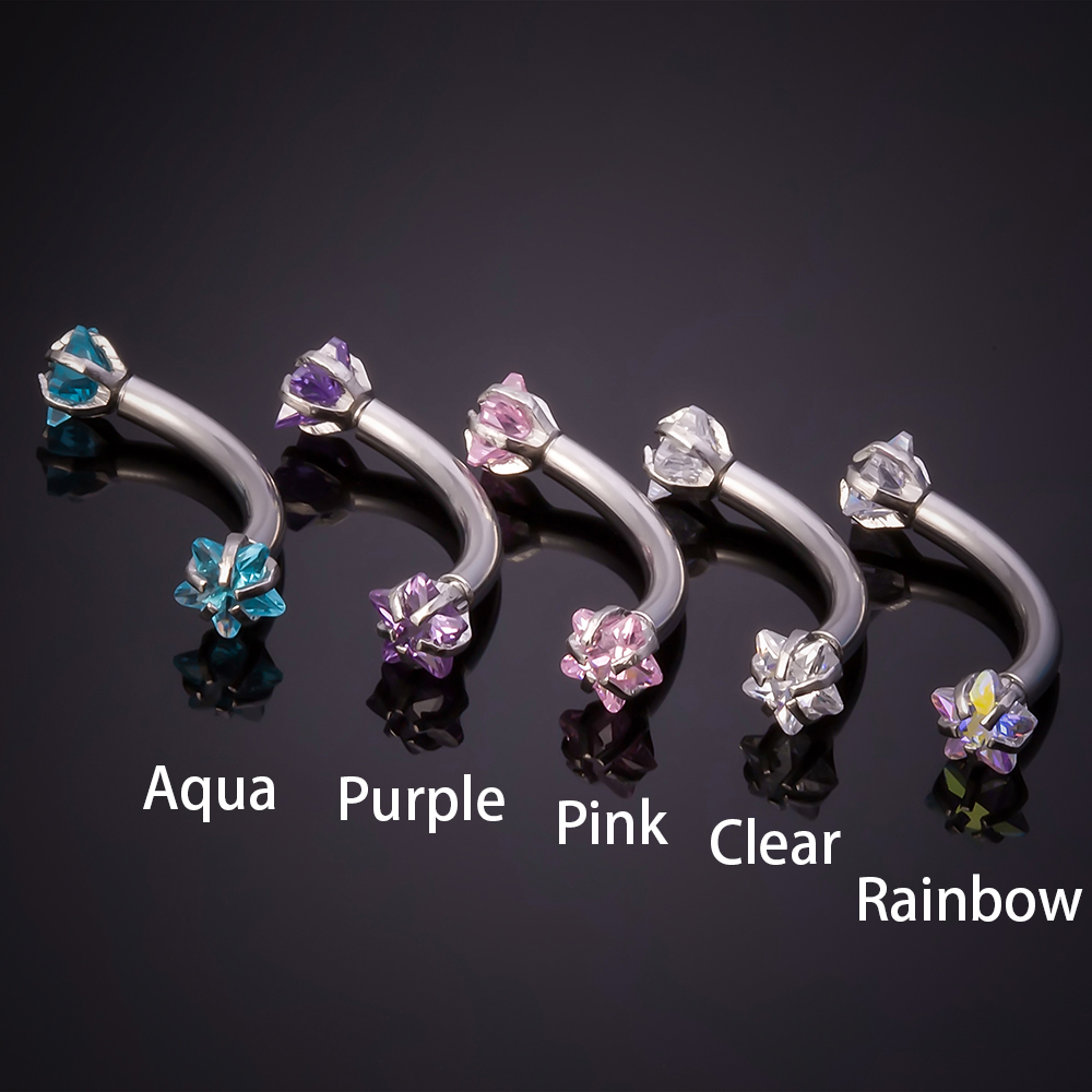 1pc Steel Cubic Zirconia Eyebr - Eyebrow Curved Barbell 评论和价格