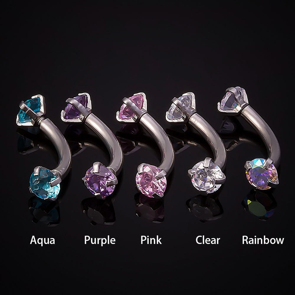 1pc Steel Cubic Zirconia Eyebr - Eyebrow Curved Barbell 评论和价格