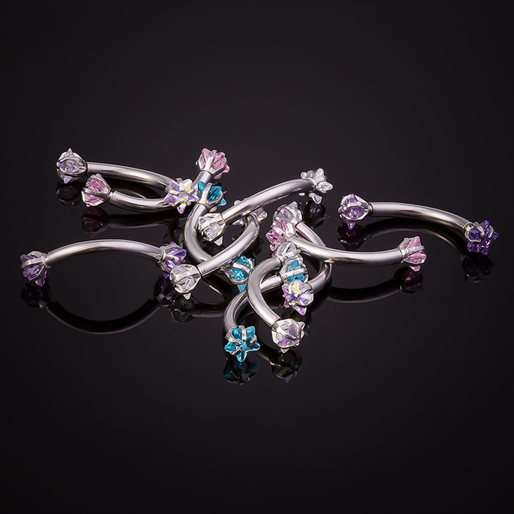 1pc Steel Cubic Zirconia Eyebr - Eyebrow Curved Barbell 评论和价格