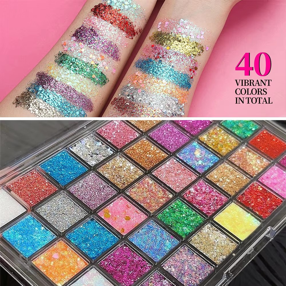 40 Colors Glitter Palette Face - Body Jewelry Glue 评论和价格
