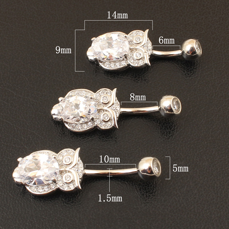 Belly button ring real 925 ste - Body Jewelry Materials 评论和价格