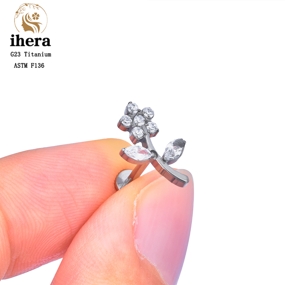 Flower Leaf Pattern Piercing E - Body Jewelry Labret 评论和价格