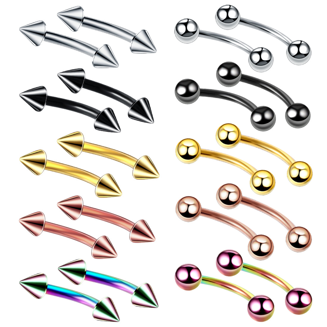 20pc/set Steel Eyebrow Banana  - Eyebrow Curved Barbell 评论和价格