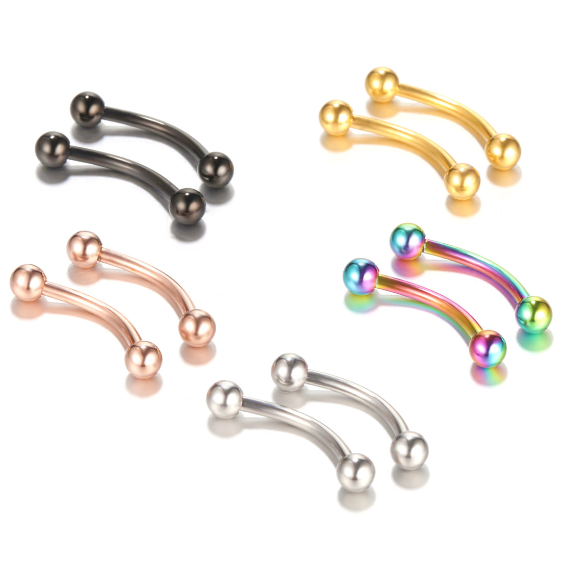 20pc/set Steel Eyebrow Banana  - Eyebrow Curved Barbell 评论和价格