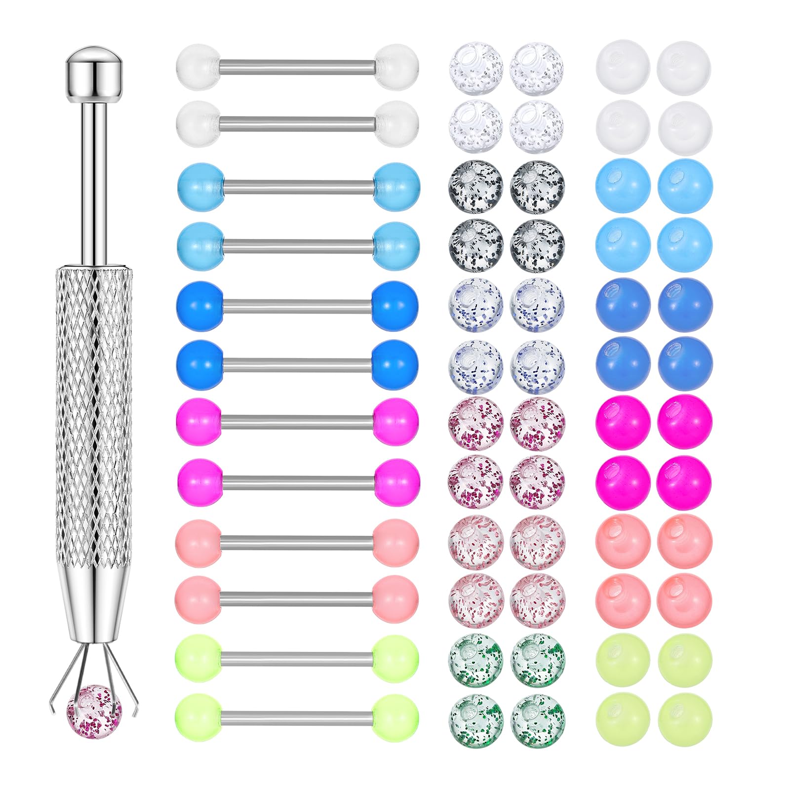 12PCS Barbell Nipple Rings 48P - Body Jewelry Replacement Ball 评论和价格