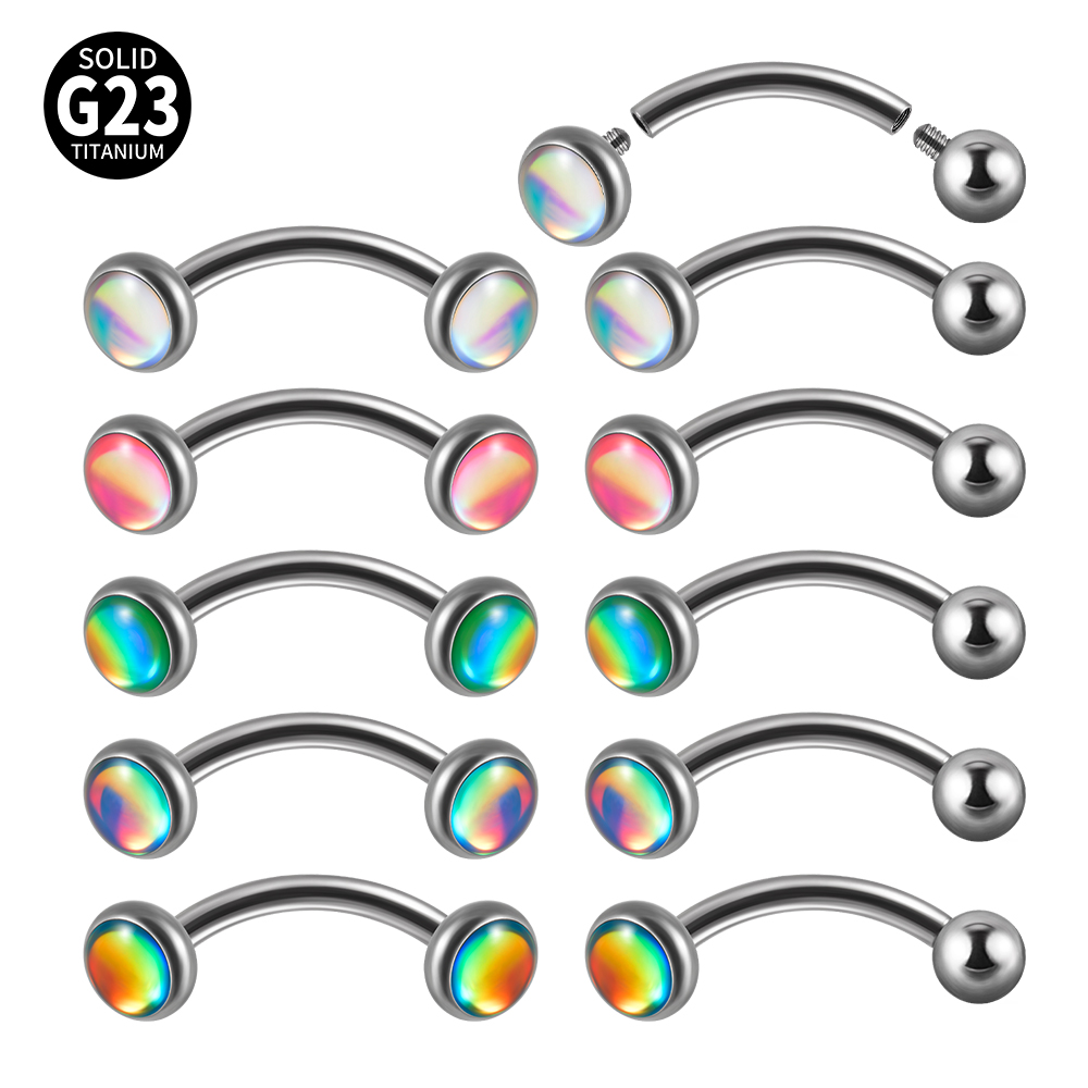 1PC G23 TItanium 16G Flash Gem - Eyebrow Curved Barbell 评论和价格