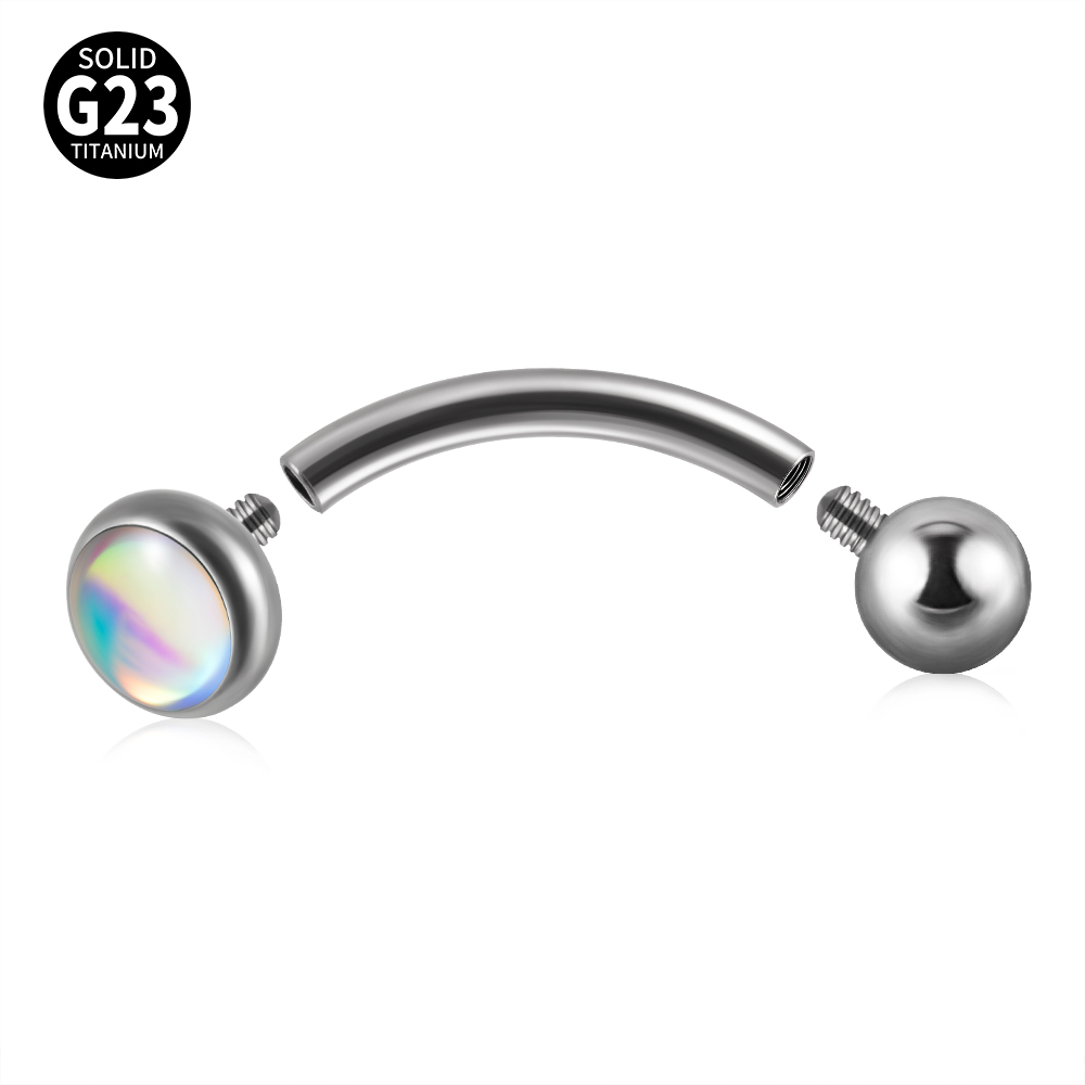 1PC G23 TItanium 16G Flash Gem - Eyebrow Curved Barbell 评论和价格