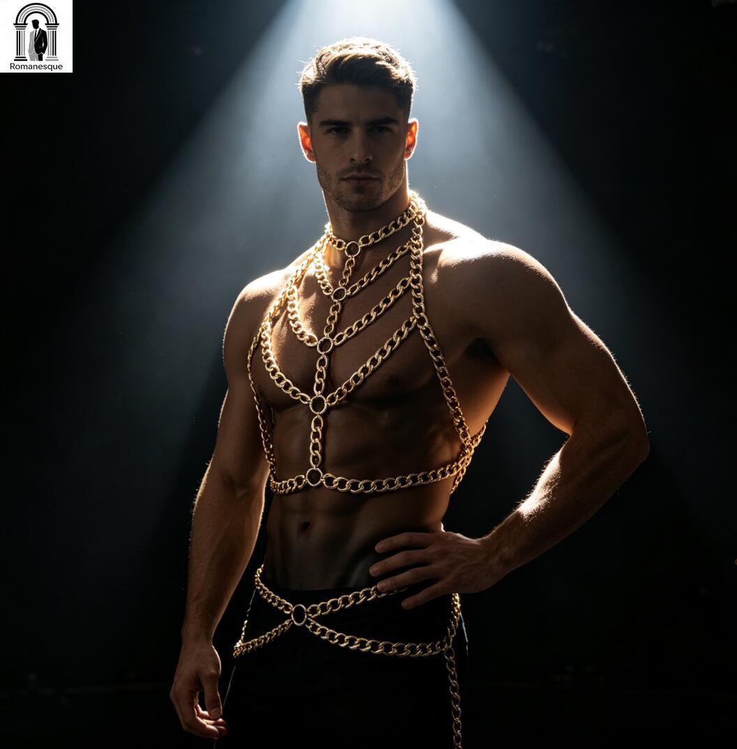 Men's Silver Thick Chain Body  - Body Jewelry Vest 评论和价格