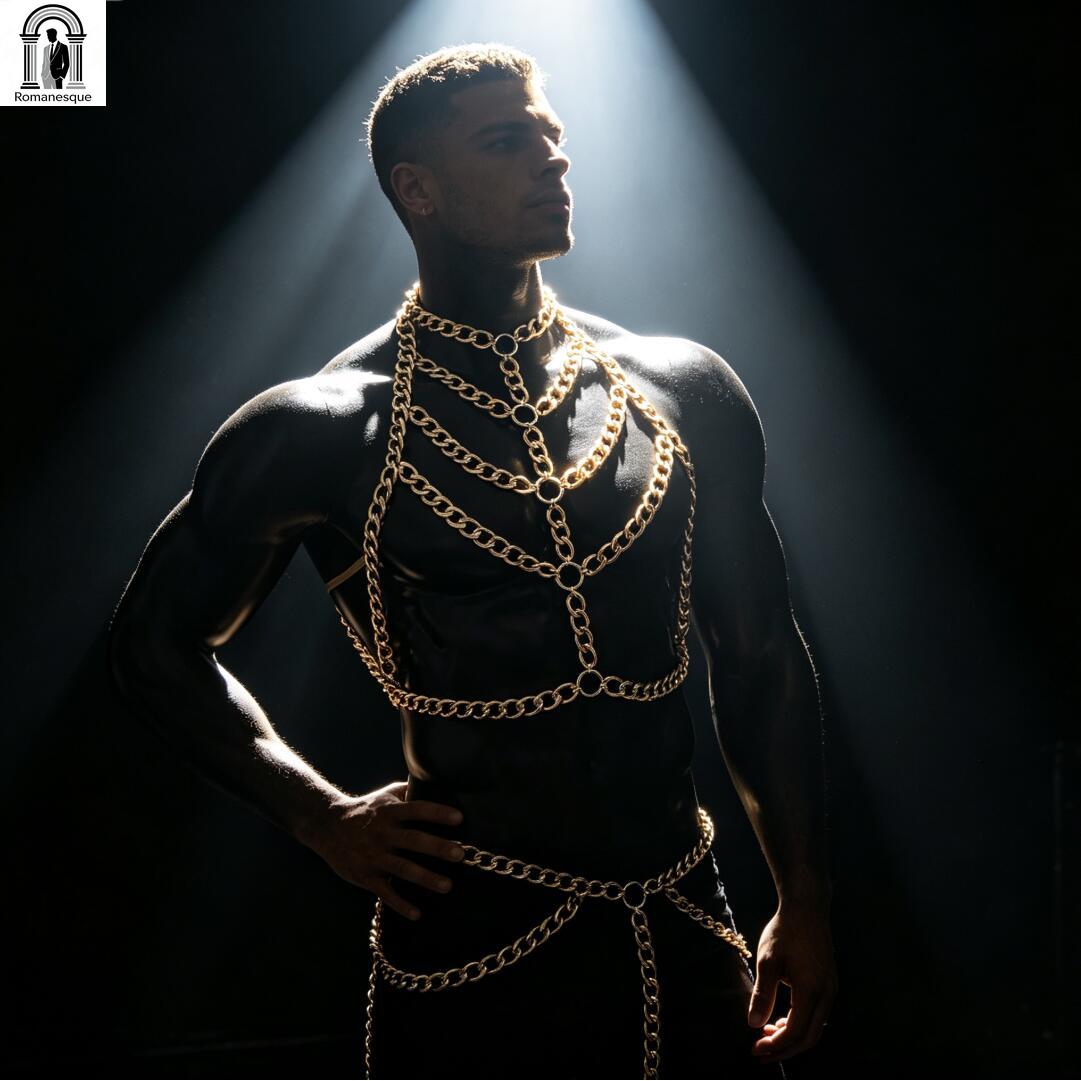 Men's Silver Thick Chain Body  - Body Jewelry Vest 评论和价格