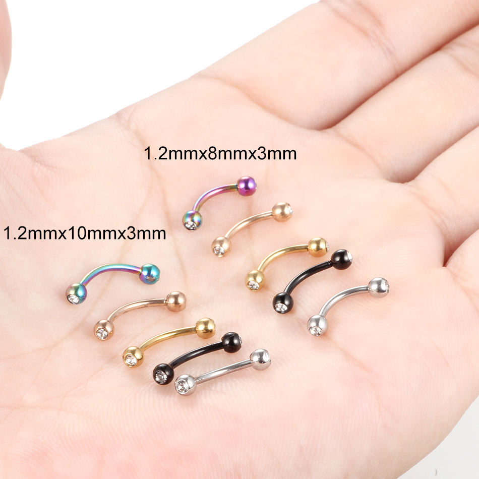 1PC Stainless Steel Crystal Ey - Eyebrow Curved Barbell 评论和价格